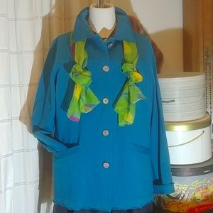 Wild Palms Teal 100% Cotton & Raw Hem